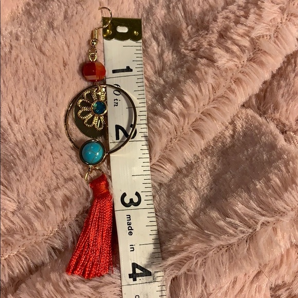 Dangle Earrings Turquoise & Tassels - Picture 5 of 6